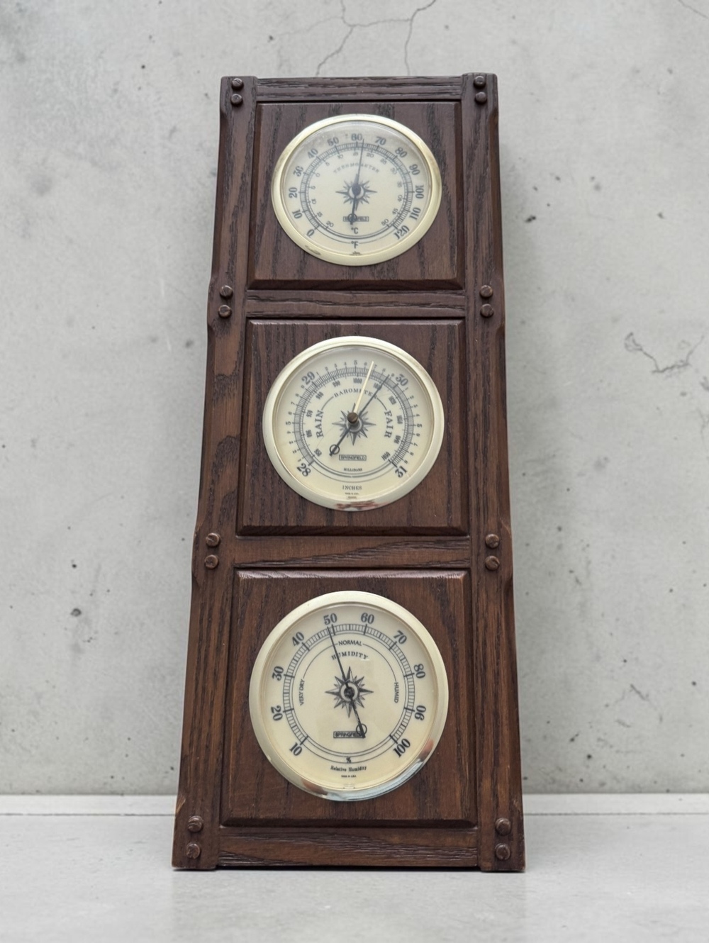 Vintage Springfield Weather Station with Barometer, Thermometer, and Hygrometer